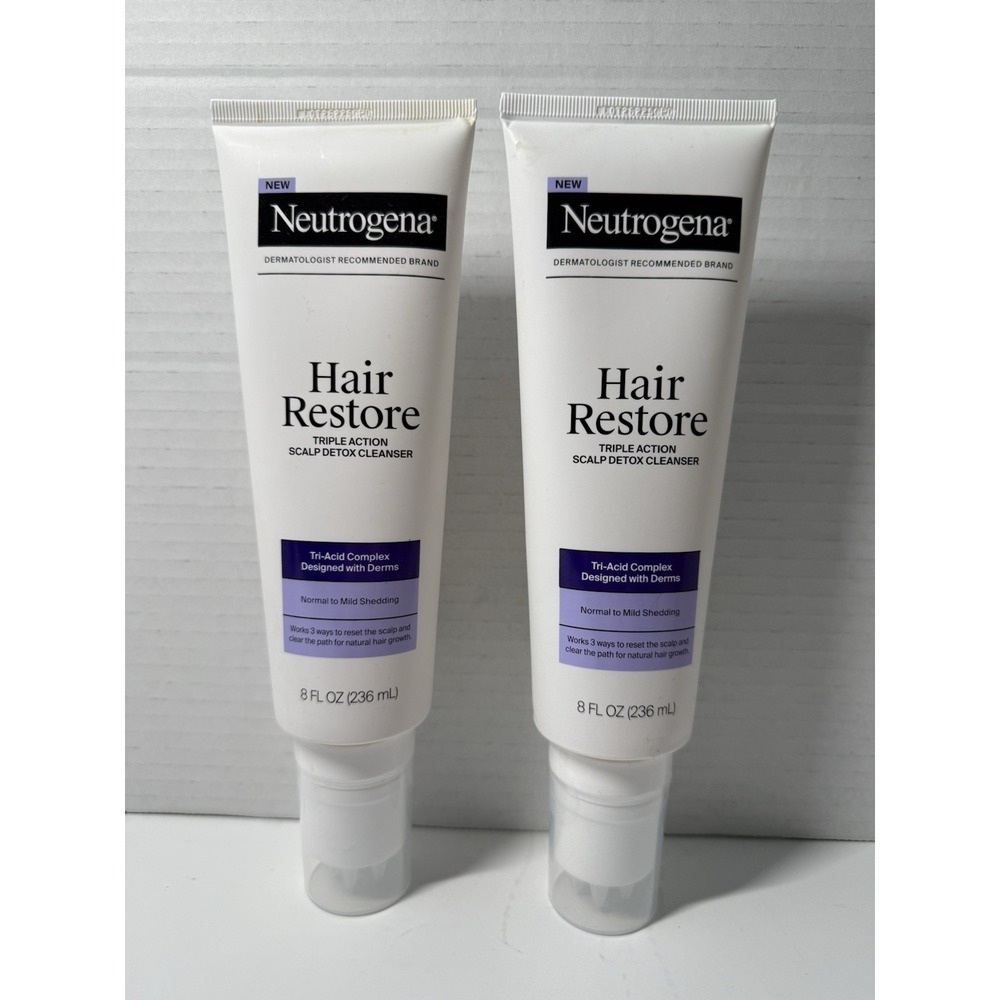 2 New Neutrogena Hair Restore TriAcid Complex Triple Action Detox Scalp Cleanser
